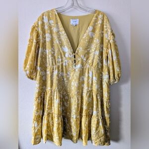 Sabo Tarelle Yellow Floral Mini Dress L